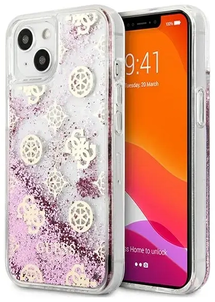 Guess GUHCP13SLGPEPI iPhone 13 mini 5,4" różowy|pink hardcase Peony Liquid Glitter