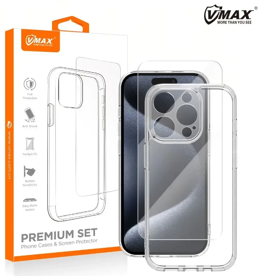 Vmax rinkinys: dėklas + 2,5D premium stiklas, skirtas iPhone SE 2024