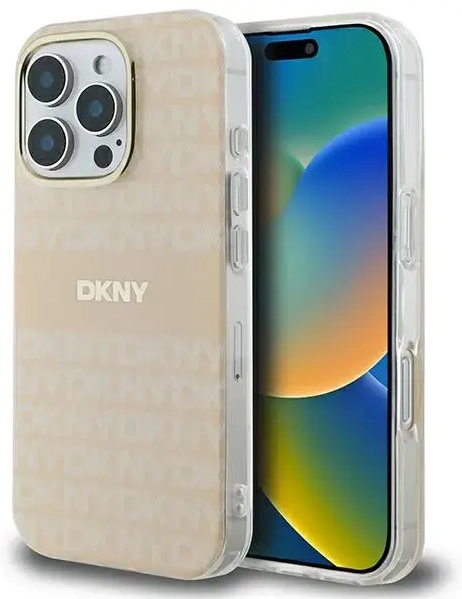 DKNY DKHMP16LHRHSEP iPhone 16 Pro 6.3" różowy|pink hardcase Repeat texture patern & Stripe MagSafe