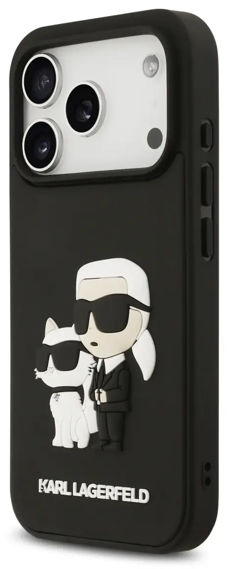 Karl Lagerfeld 3D Rubber Karl and Choupette чехол для телефона iPhone 17 Pro черный