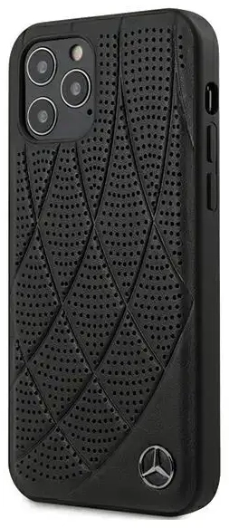 Mercedes MEHCP12MDIQBK Leather Bow Cover Ādas Aizsargapvalks Apple iPhone 12 | 12 Pro Melns