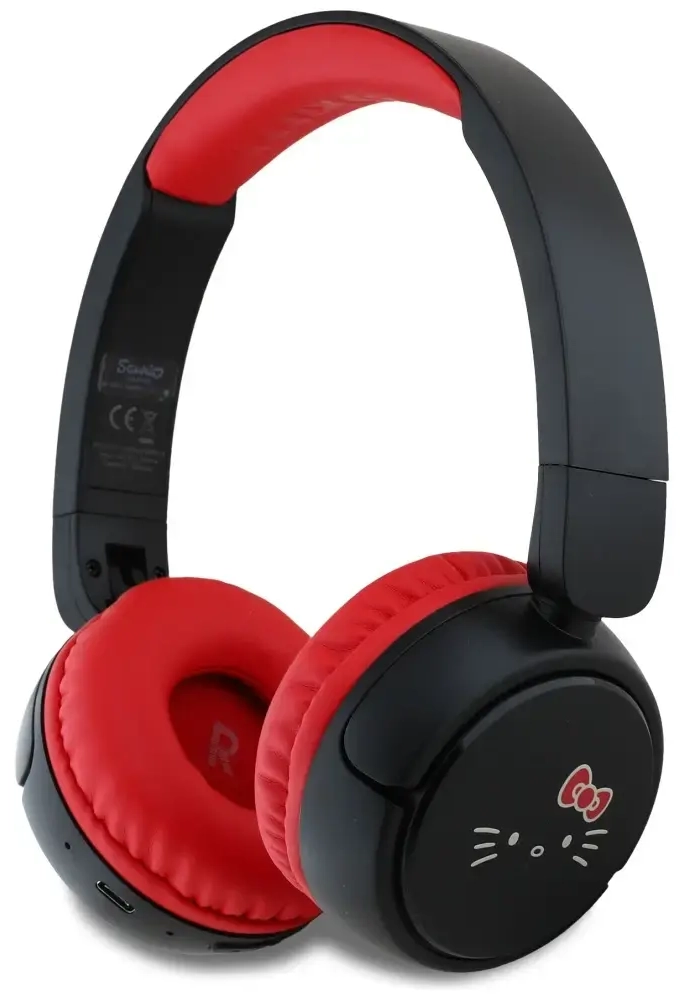 Słuchawki nauszne Hello Kitty Face Logo   Bluetooth czerwony