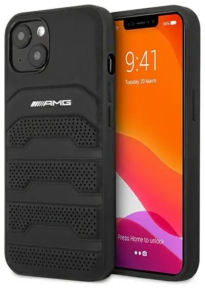 AMG AMHCP13SGSEBK iPhone 13 mini 5,4" czarny|black hardcase Leather Debossed Lines