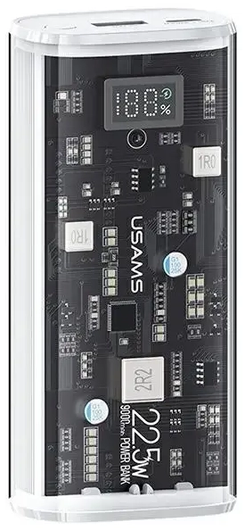 USAMS 10KCD18902 (US-CD189) ārējais akumulators (powerbank) | 9000 mAh | 20W | USB-C, USB-A | balts