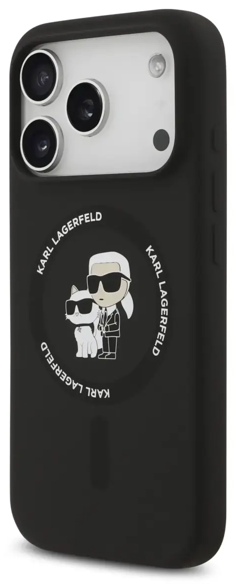 Karl Lagerfeld Liquid Silicone Karl and Choupette MagSafe Case for iPhone 17 Pro Black