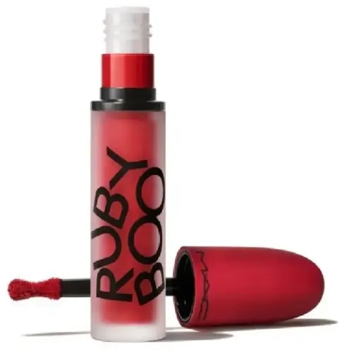 MAC, Powder Kiss, matiniai, skysti lūpų dažai, Ruby Boo Red, 5 ml