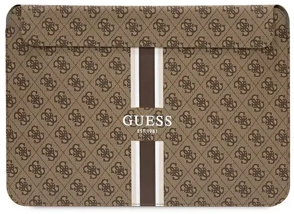 Guess 4G Printed Stripes cover for a 16" laptop - brown