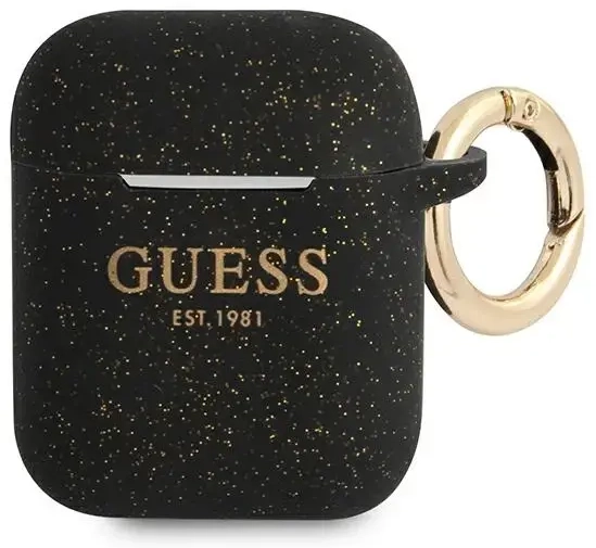 Guess GUA2SGGEK AirPods 1|2 cover czarny|black Silicone Glitter
