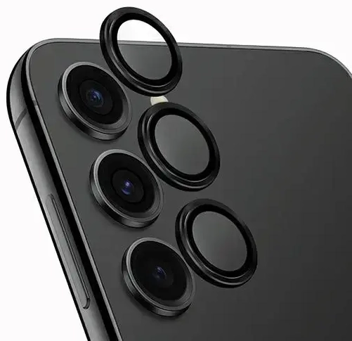 Uniq Optix Aluminum Camera Lens Protector for Samsung Galaxy S24 camera lens with applicator - black