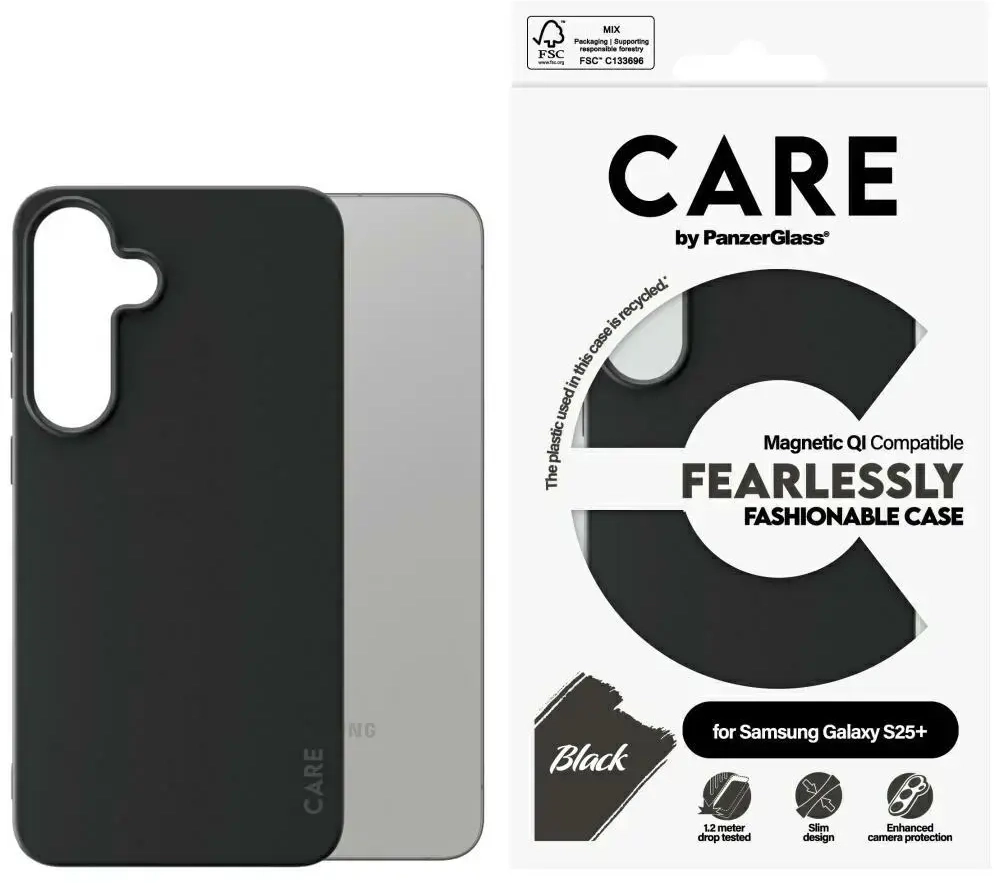 Etui CARE by PanzerGlass Fashion QI do    Samsung Galaxy S25+ czarny