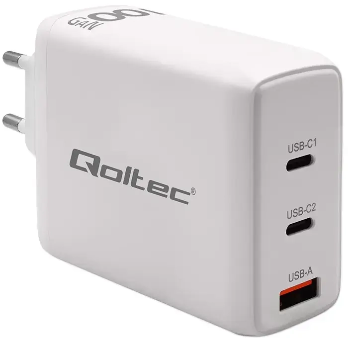 Qoltec Charger reisilaadija | 100W | PD, GaN | USB-C, USB-A