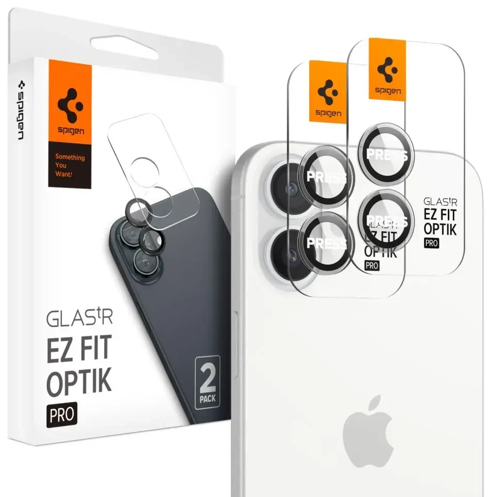 SPIGEN OPTIK PRO GLAS.TR "EZ FIT" KAMERAS AIZSARGS 2-PACK IPHONE 16 | 16 PLUS CRYSTAL CLEAR