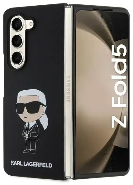 Karl Lagerfeld KLHCZFD5SNIKBCK Z Fold5 cietais futrālis melns|melns Silikona Ikonik