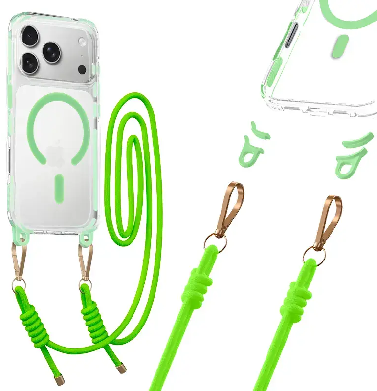 Tel Protect Strap Clear telefoni ümbris iPhone 17 Pro Max roheline