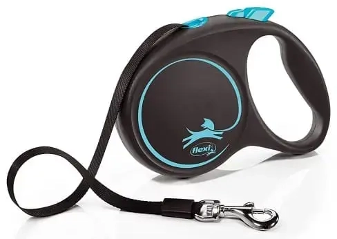 Inerces pavada suņiem:  Trixie Flexi BLACK DESIGN, tape leash, L: 5 m, blue, up to 50kg