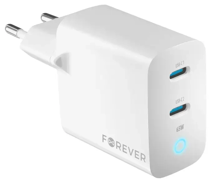 Forever TC-06-65CC зарядное устройство | 65W | GaN, PD, QC | USB-C | белое