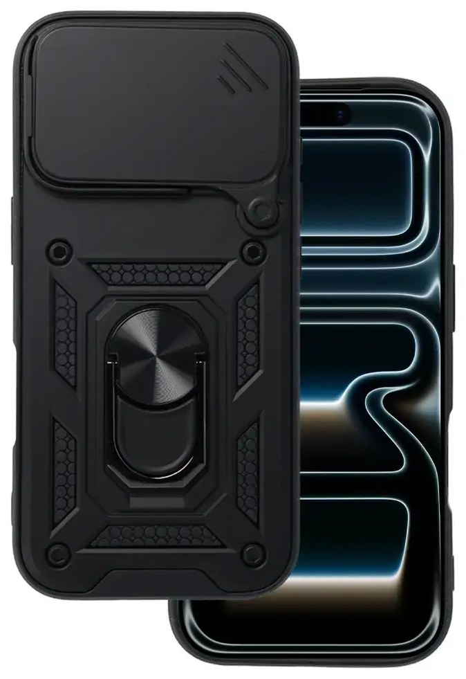 Slide Camera Armor telefono dėklas iPhone 17 Pro Max juodas