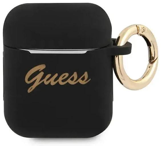 Guess GUA2SSSK AirPods cover czarny|black Silicone Vintage Script