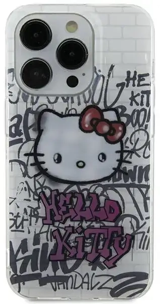Hello Kitty HKHCP15SHDGPHT iPhone 15 6.1" biały|white hardcase IML Kitty On Bricks Graffiti