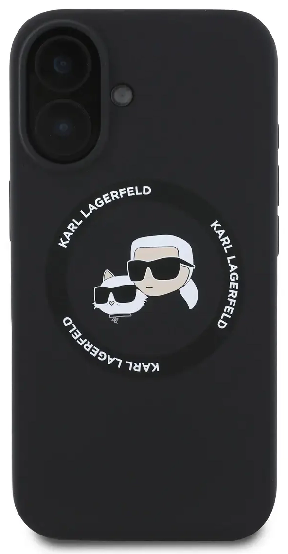 Karl Lagerfeld Liquid Silicone K&CH Heads MagSafe Case for iPhone 16 Black