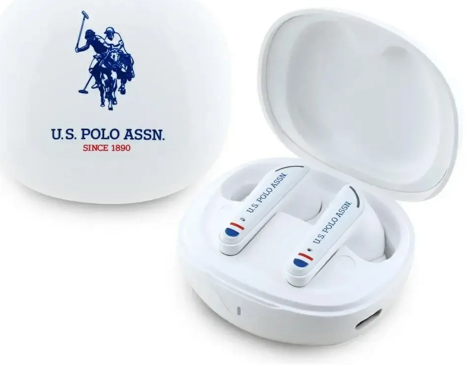 Słuchawki TWS US Polo DH Logo stacja      dokująca biały