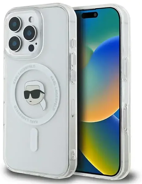 Karl Lagerfeld KLHMP16LHLSKIH iPhone 16 Pro 6.3" biały|white hardcase IML Metal Karl Head MagSafe