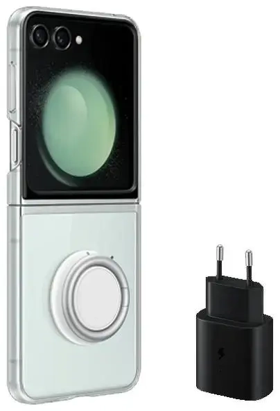 Samsung EF-XF73KKTEGWW Z Flip5 maciņš caurspīdīgs Starter Pack + lādētājs TA800