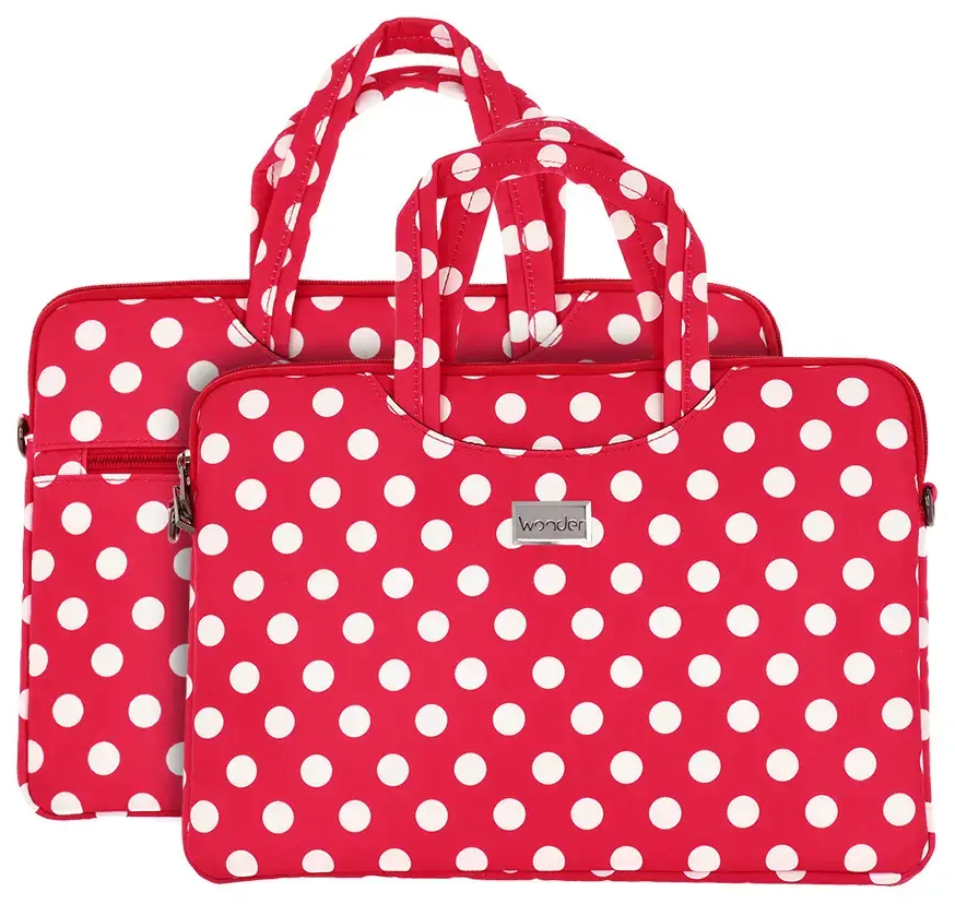 Wonder Briefcase Laptop 13-14 inches red polka-dot