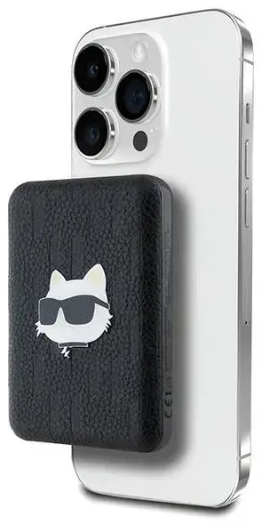 Karl Lagerfeld KLPB5FPGKSCHHK Choupette Head Pin ārējais akumulators (powerbank) | 5000 mAh | 16W | MagSafe | melns