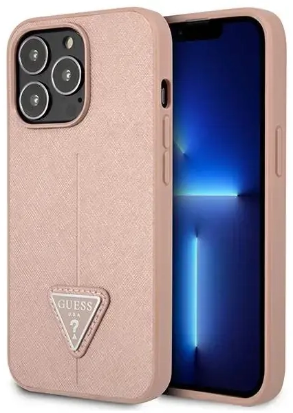 Guess PU Saffiano Triangle Case for iPhone 13 Pro Pink