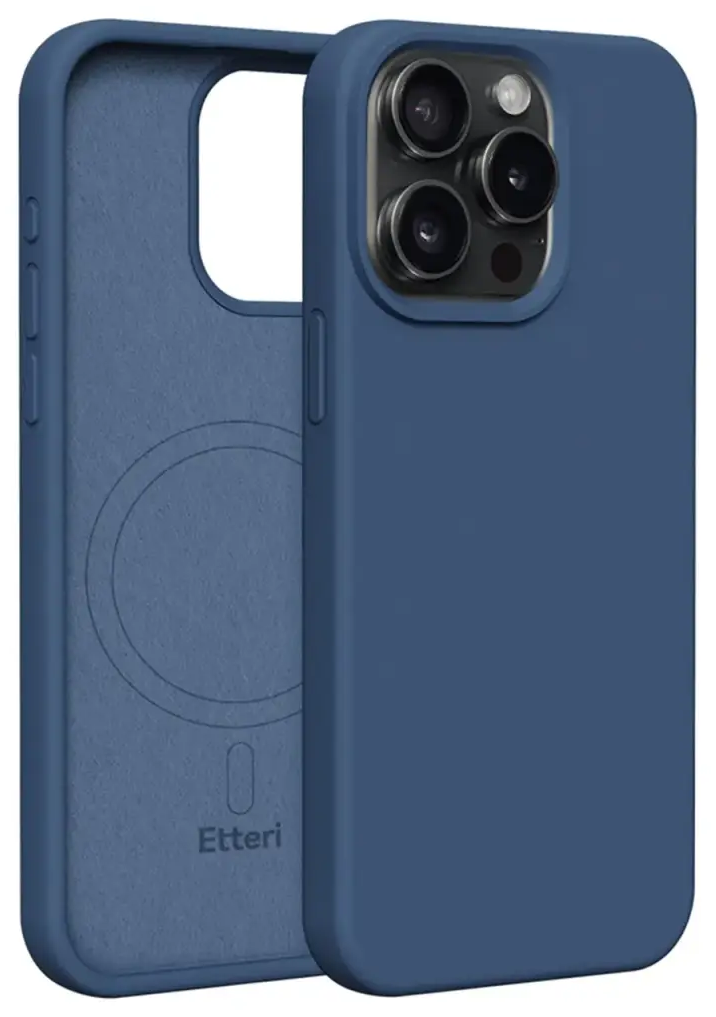 Etteri Silicone telefono dėklas su MagSafe palaikymu iPhone 15 Pro Max mėlynas