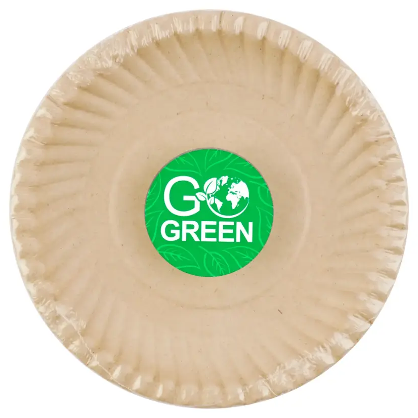 Kompostitavad Go Green mustriga suhkrurootaldrikud Ø15cm 10 tk/0,08kg