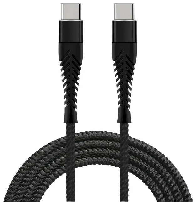 Fusion Accessories Fishbone andmeedastus- ja laadimiskaabel | USB-C kuni USB-C | QC 3.0 | 65W | 1.5m | must