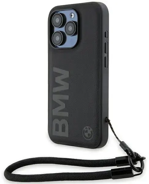 BMW BMHCP15L23RMRLK iPhone 15 Pro 6.1" czarny|black hardcase Signature Leather Wordmark Cord