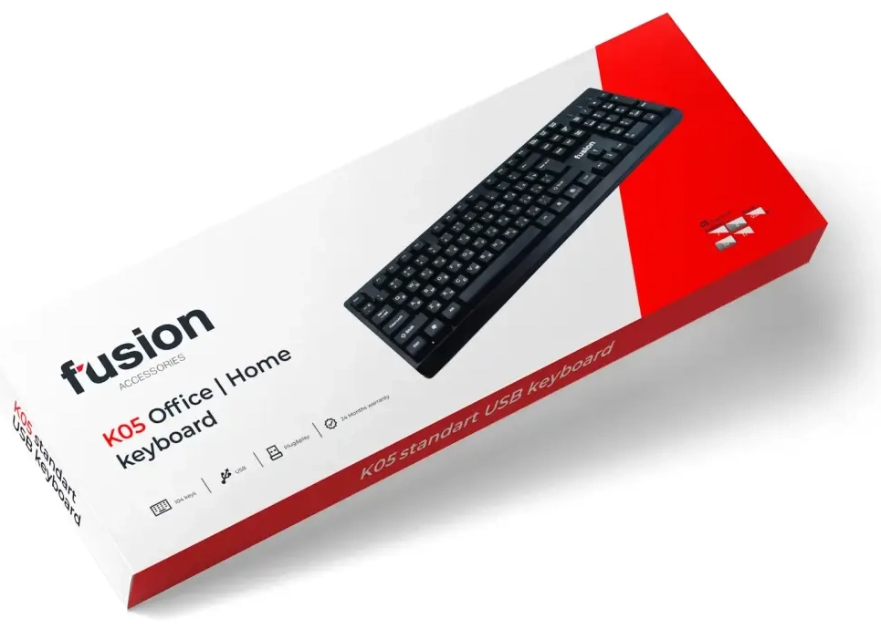 Fusion K05 klaviatūra USB juoda (ENG | RUS)
