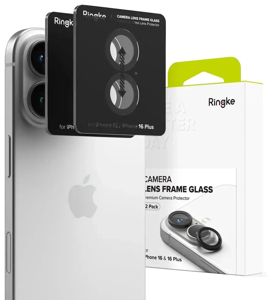RINGKE KAMERAS RĀMJA AIZSARGS 2 GAB. IPHONE 16 | 16 PLUS MELNS