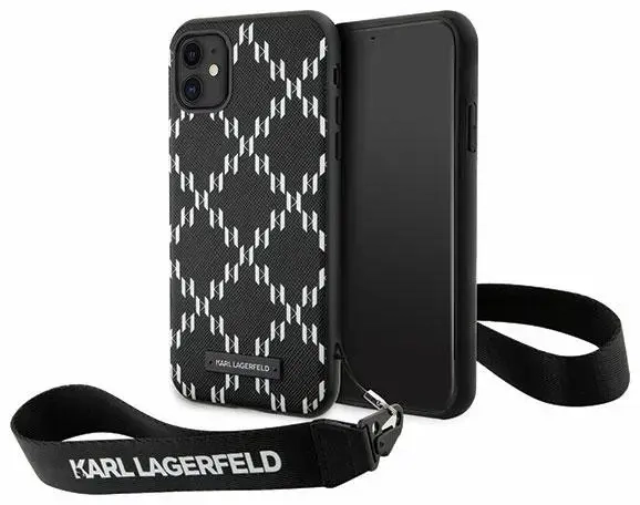 Original Pouch KARL LAGERFELD Saffiano Monogram Losange KLHCN61SAKLMBSK for Iphone 11| Xr Black