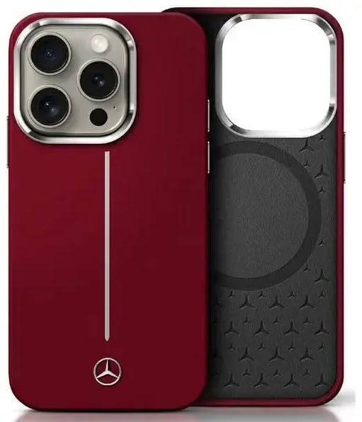 Mercedes MEHMP16X23SUMSR iPhone 16 Pro    Max 6.9" czerwony|red hardcase Silicone White Stripe MagSafe