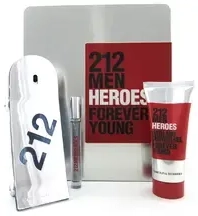 212 Men Heroes Gift Set EDT 90 ml, shower gel 100 ml, and mini EDT 10 ml.