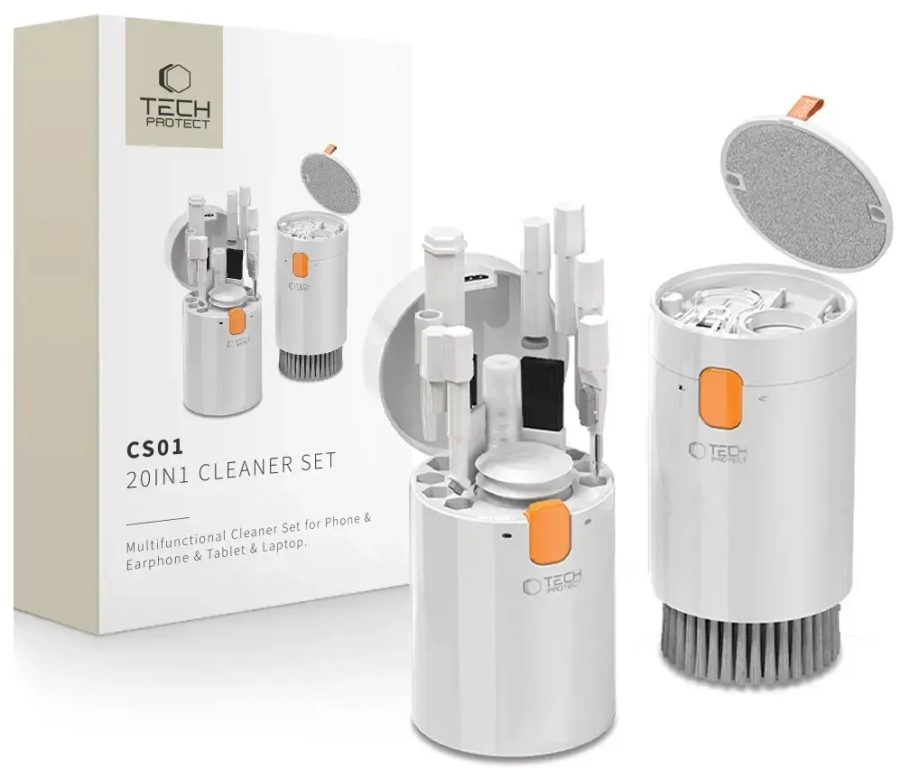 TECH-PROTECT CS01 CLEANER SET 20IN1 FOR PHONE & EARPHONE & TABLET & LAPTOP WHITE