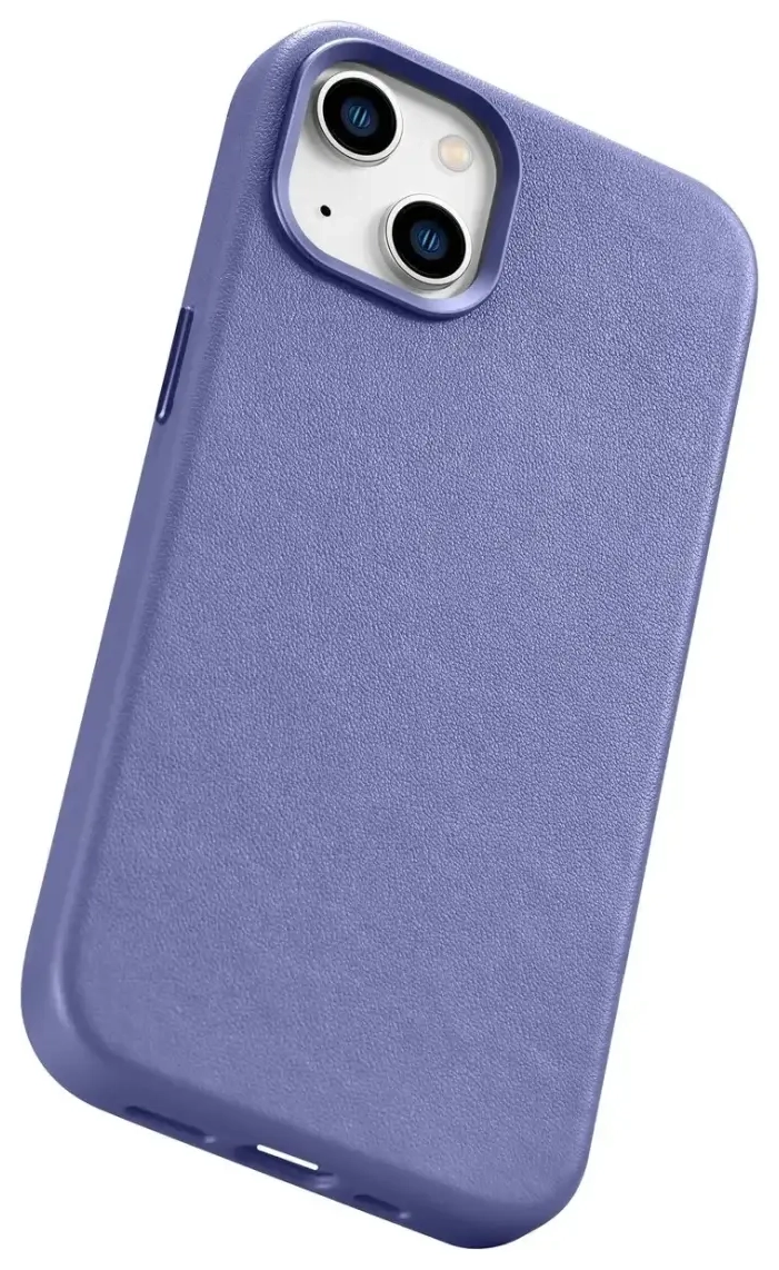 iCarer Case Leather Cover Genuine Leather iPhone 14 Plus Light Purple (MagSafe Compatible)