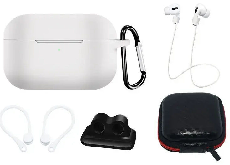 Fusion Set silicone case | ear hook | neck strap | watch strap holder | carabiner for Apple Apple Airpods 3 white