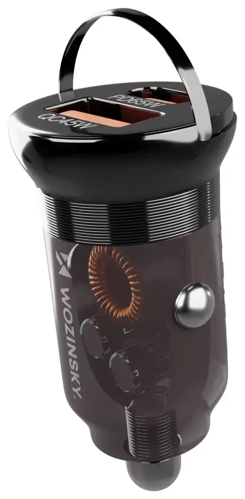Wozinsky automobilinis įkroviklis | 65W | PD, QC | USB-C, USB-A | juodas
