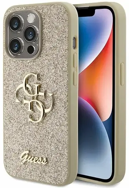 Guess GUHCP15LHG4SGD iPhone 15 Pro 6.1" złoty|gold hardcase Glitter Script Big 4G