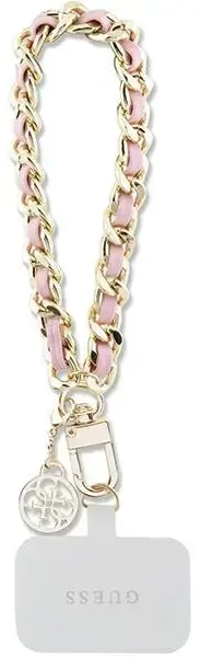 Guess GUOUCHSAMC4P Universal Hand Strap różowy|pink Saffiano Chain 4G Charm