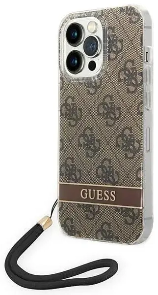 Guess GUOHCP14LH4STW iPhone 14 Pro 6,1" brązowy|brown hardcase 4G Print Strap