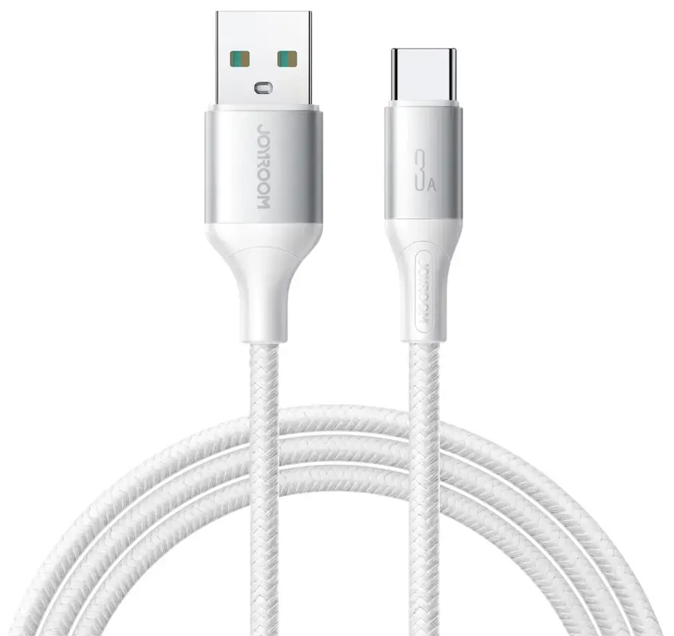 Joyroom S-A28 Flash Series duomenų perdavimo ir įkrovimo laidas | USB-A į USB-C | 15W | 1m | baltas