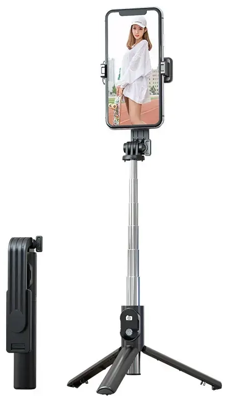 Selfie Stick MINI - with detachable bluetooth remote control and tripod - P20S black