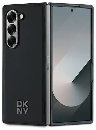 DKNY DKHMZFD6PSMCSLK Z Fold6 F956 czarny|black Magsafe Plain Leather Metal Stack Logo