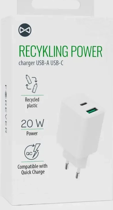 Forever LSR20-AC-00 зарядное устройство | 20W | USB, USB-C | белое